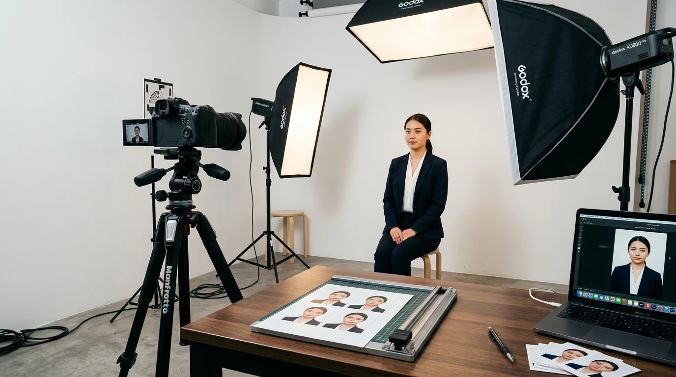 Profesionální fotoateliér a tisková sada průkazových fotografií