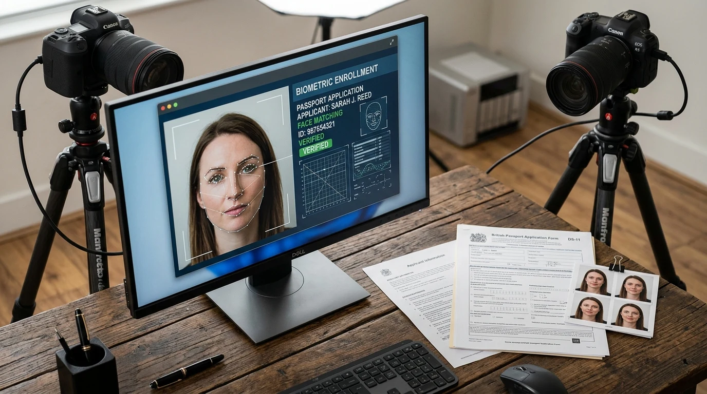 Počítačová kontrola biometrických bodů na fotografii pro doklady