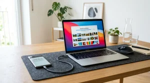 Připojení telefonu přes USB kabel k notebooku a stahování fotek