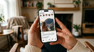 Vícenásobný výběr fotografií pro Instagram carousel na mobilním telefonu
