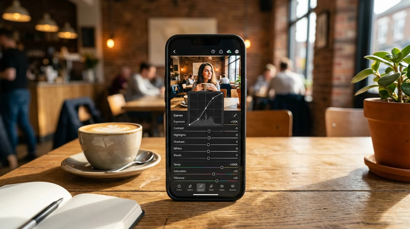 Mobilní úprava barevných tónovacích křivek pro fotografii na Instagram